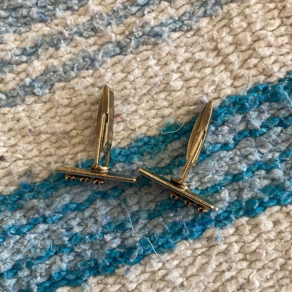 Gold cuff links with black rhinestones - Picture 4 of 5